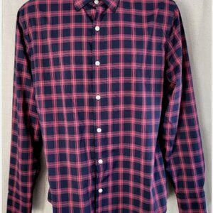 Bonobos Shirt Mens Large Slim Fit Blue Pink Plaid Button Up